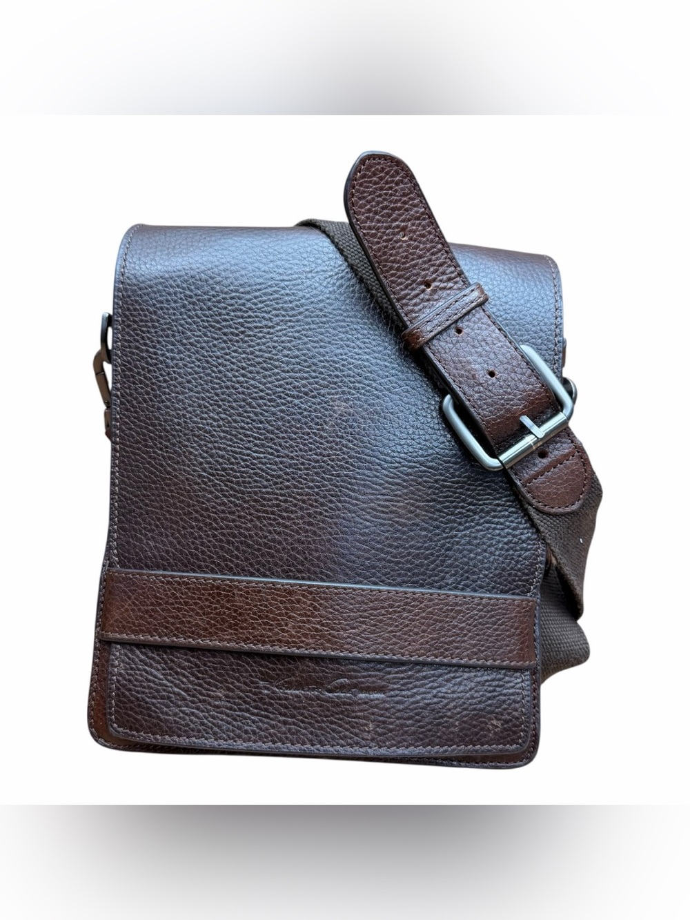 Kenneth Cole Brown Leather Crossbody Messenger Bag